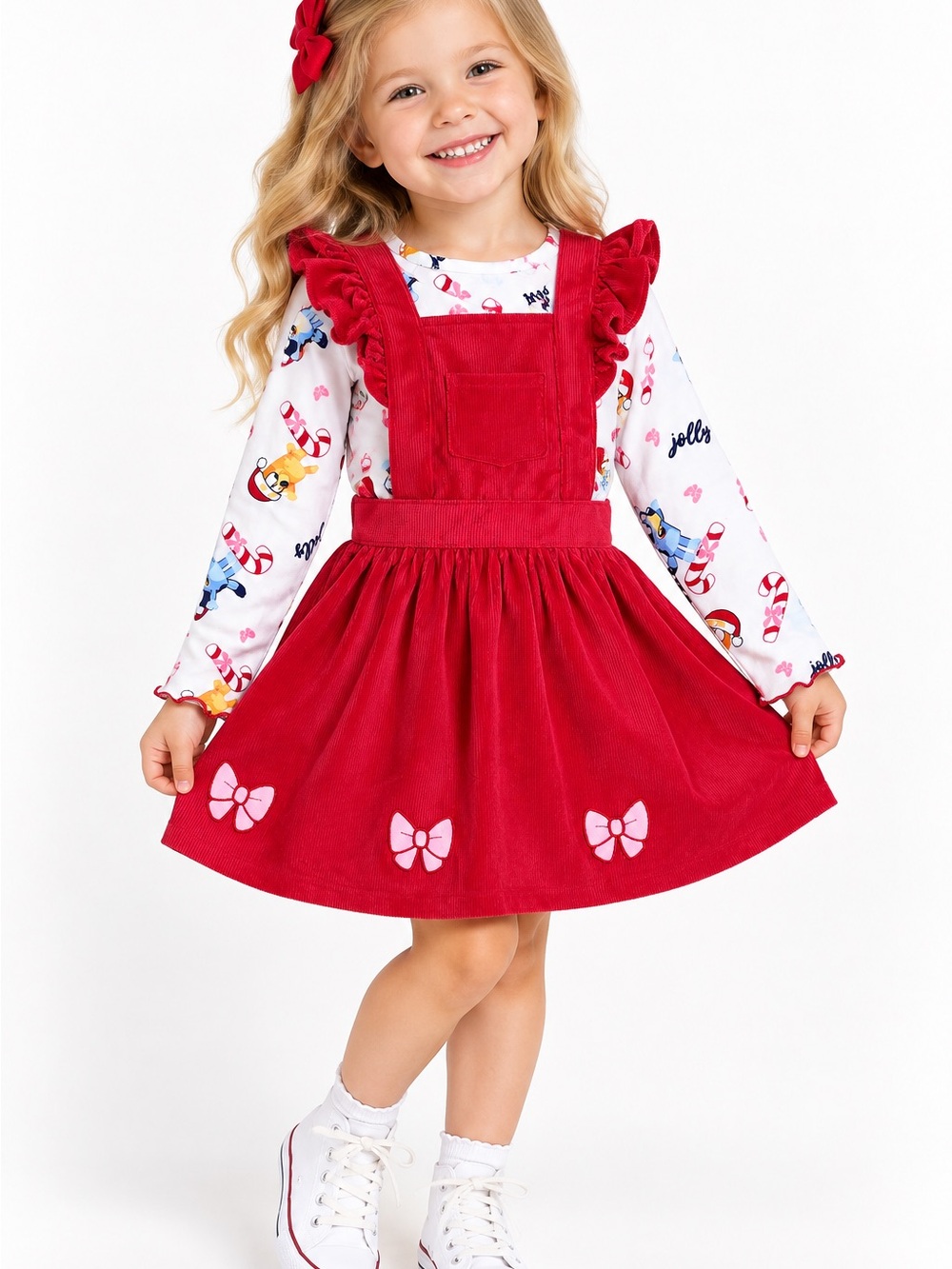 Bluey Christmas Girls 4T Red Jumper Dress Holiday Long Sleeve Top 2-Piece New